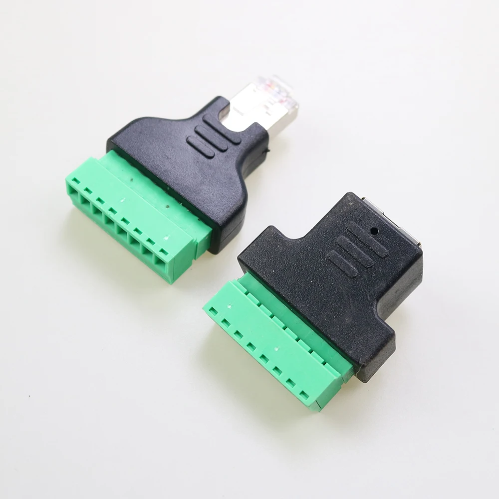 Good quality RJ45 Ethernet male and female TO 8-pin screw terminal converter RJ45 socket connector adapter for CCTV DVR