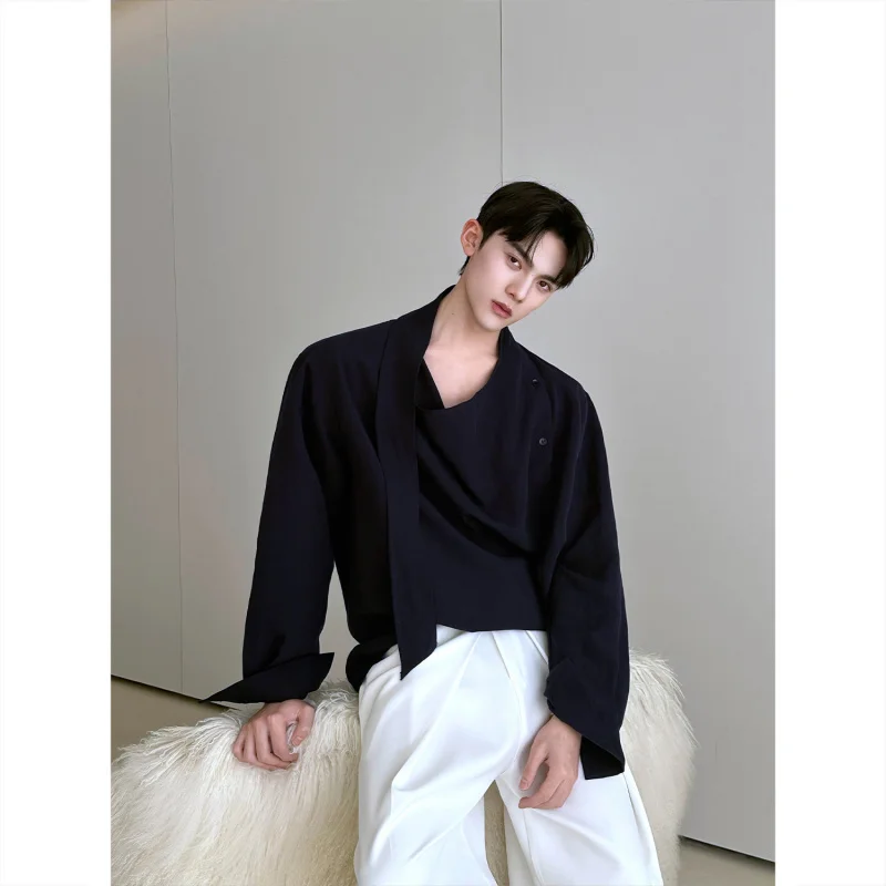

Retro Flannel irt Men's Long Sve Crew Ne Design Sense Trendy irt Spring Summer Irregular Sa Linen Small ence