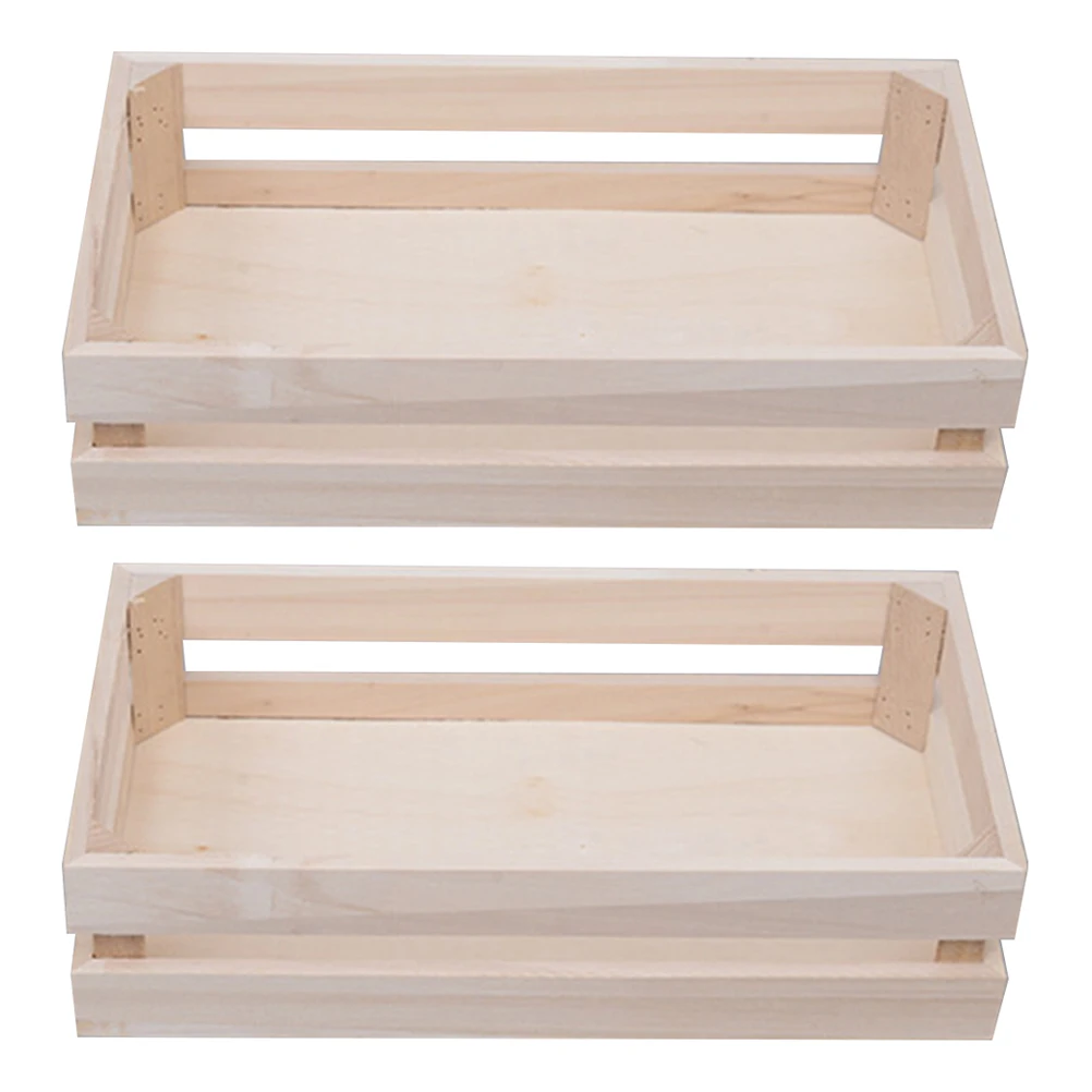 

2Pcs Wooden Storage Baskets For Toy ganizer Small Fruit Vegetable Cutting Box Basket Container Storage ganizer Basket Wooden