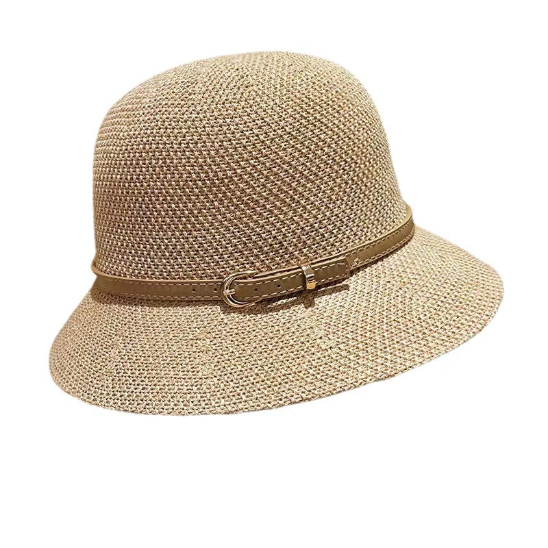 New Women\'s Sun Hat Simple Linen Breathable Refreshing Hat Summer Travel Sunscreen Sun Ribbon Decoration Foldable Straw Hat Gift