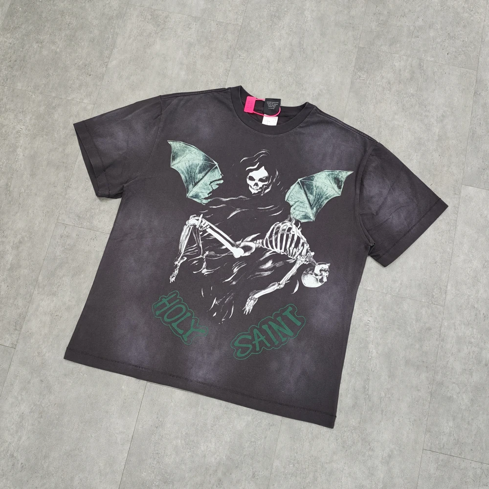 Yao Fashion Saint of Michael 25SS Vintage Streetwear Casual Y2k Oversize Luxury Brand Cotton 1:1 Tops Tee Baggy T Shirt For Men