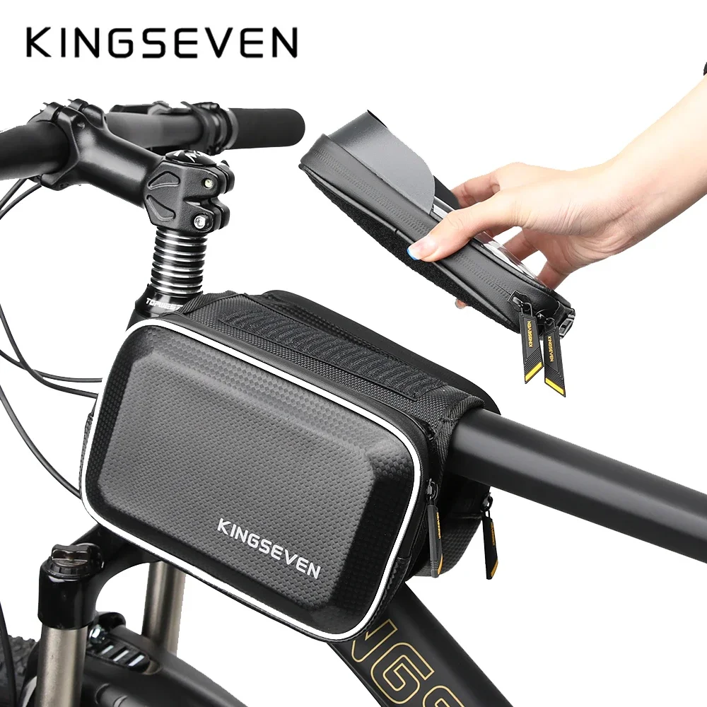 KINGSEVEN MTB Front Top Tube Frame Bike Bag High Quality NewRainproof Bicycle Bag Sensitive Touch Screen Cycling Phone Case