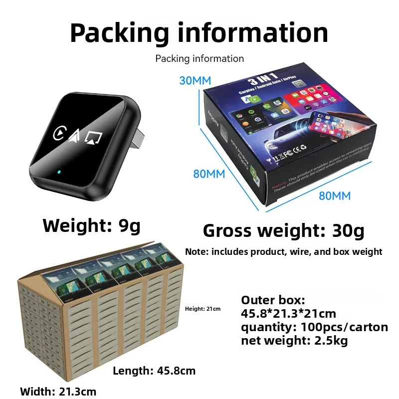 3-in-1 interconnected box IOS mirror projection carplay module Smart Android Autocarplay box