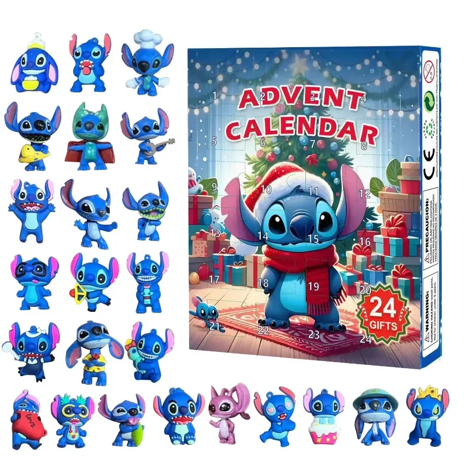 Anime Lilo Stitch Figurka Halloween Anioł Boże Narodzenie Kalendarz adwentowy Pudełko Kawaii Stitch Figurka Model akcji Zabawki Prezenty świąteczne