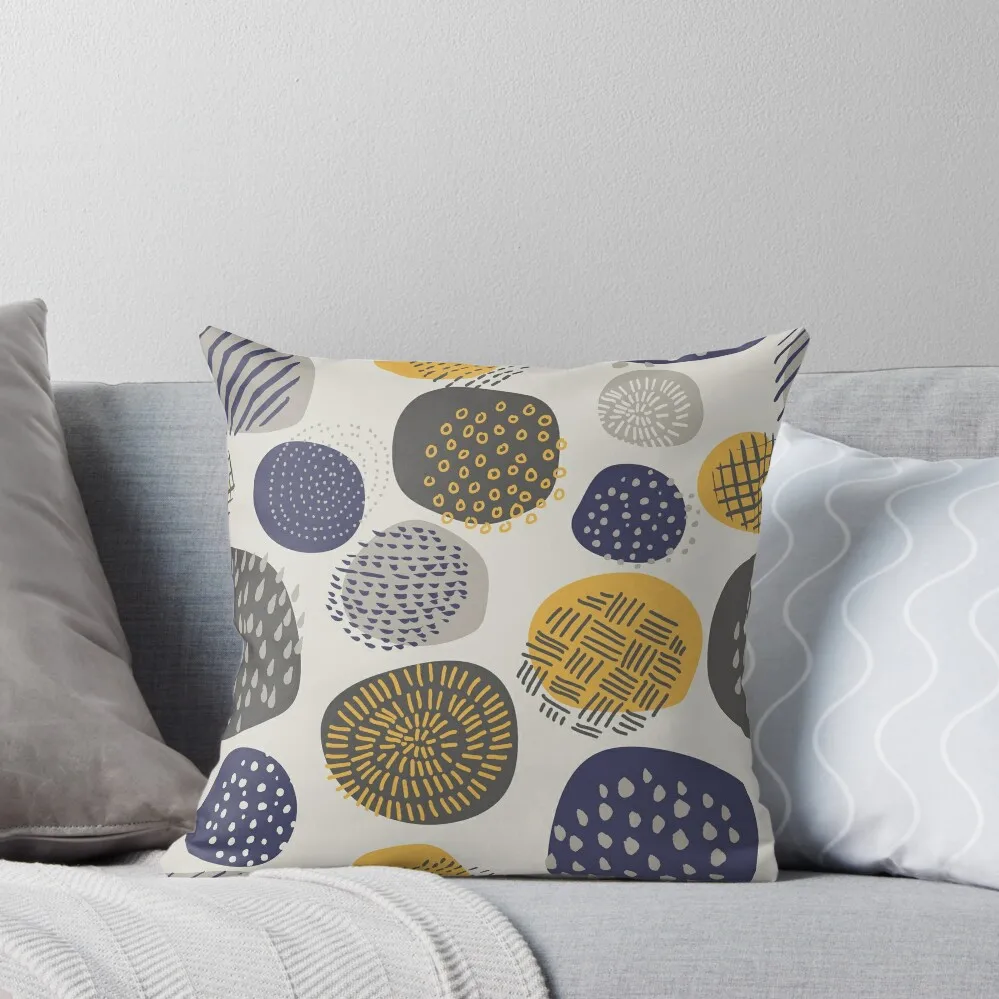 

Abstract Pattern of Circles in Navy and Mustard Throw Pillow Sofa Covers For Living Room Sofas Covers pillow