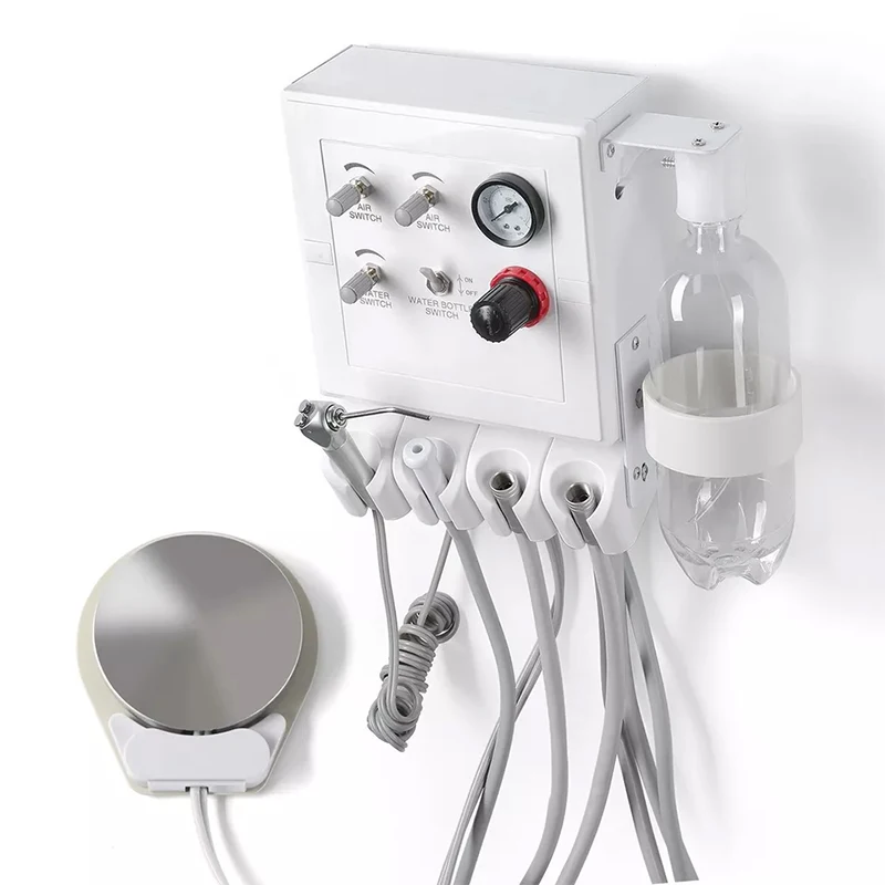 Hanging Wall Portable Dental Air Turbine Unit with Weak Suction 3 Way Syringe Handpiece Teeth Whitening Dentist Equipment Unit