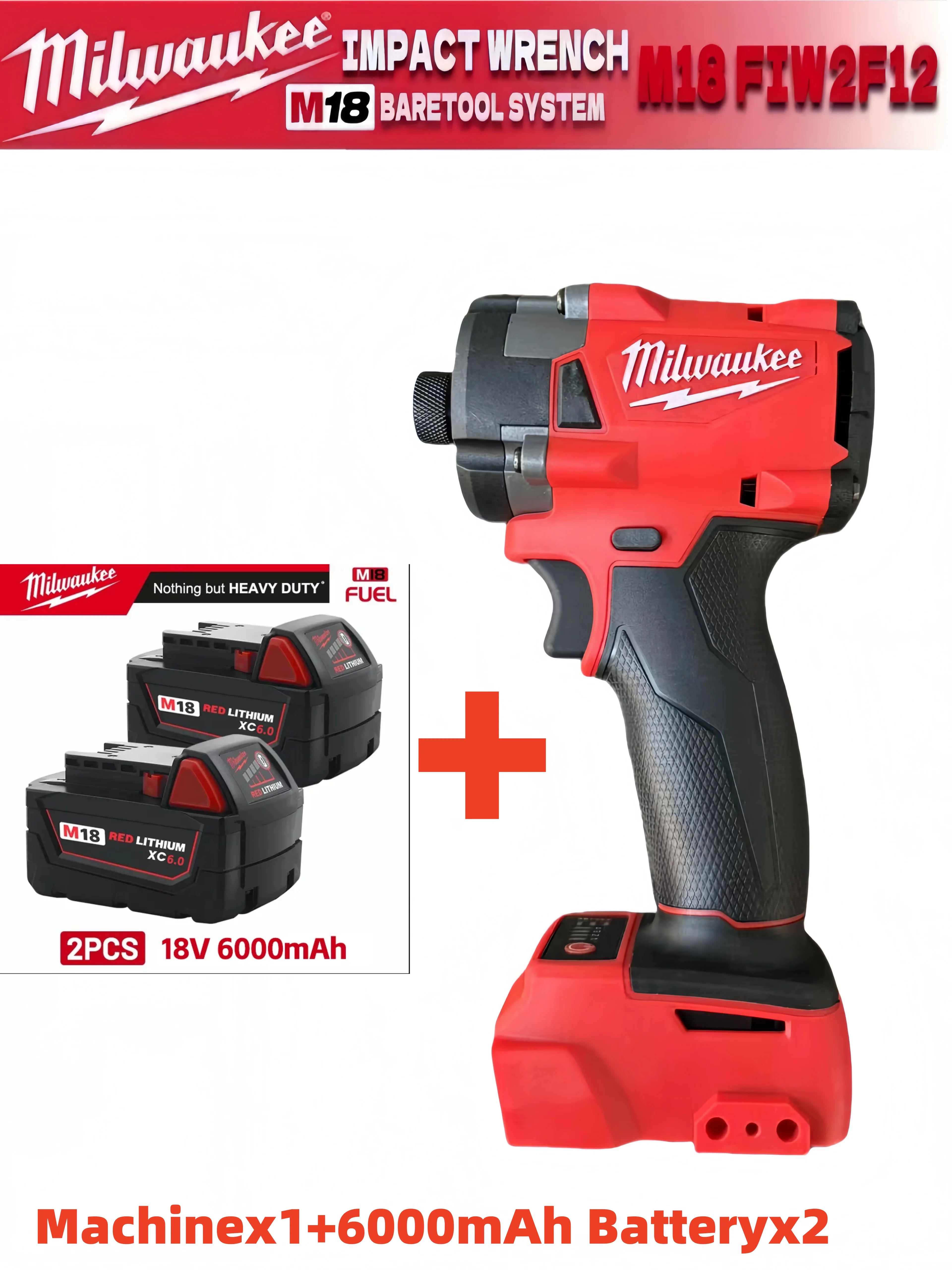 

Original Milwaukee18V new 2855 brushless lithium battery 600 torque car maintenance impact wrench electric gun.
