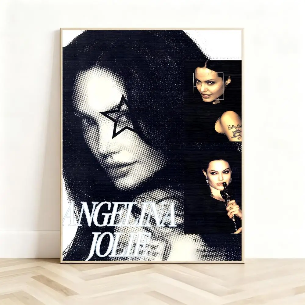 Famous Celebrity A-Angelina Jolie Poster Classic Self-Adhesive PP Wall Sticker for Living Room Bar Decor Gift