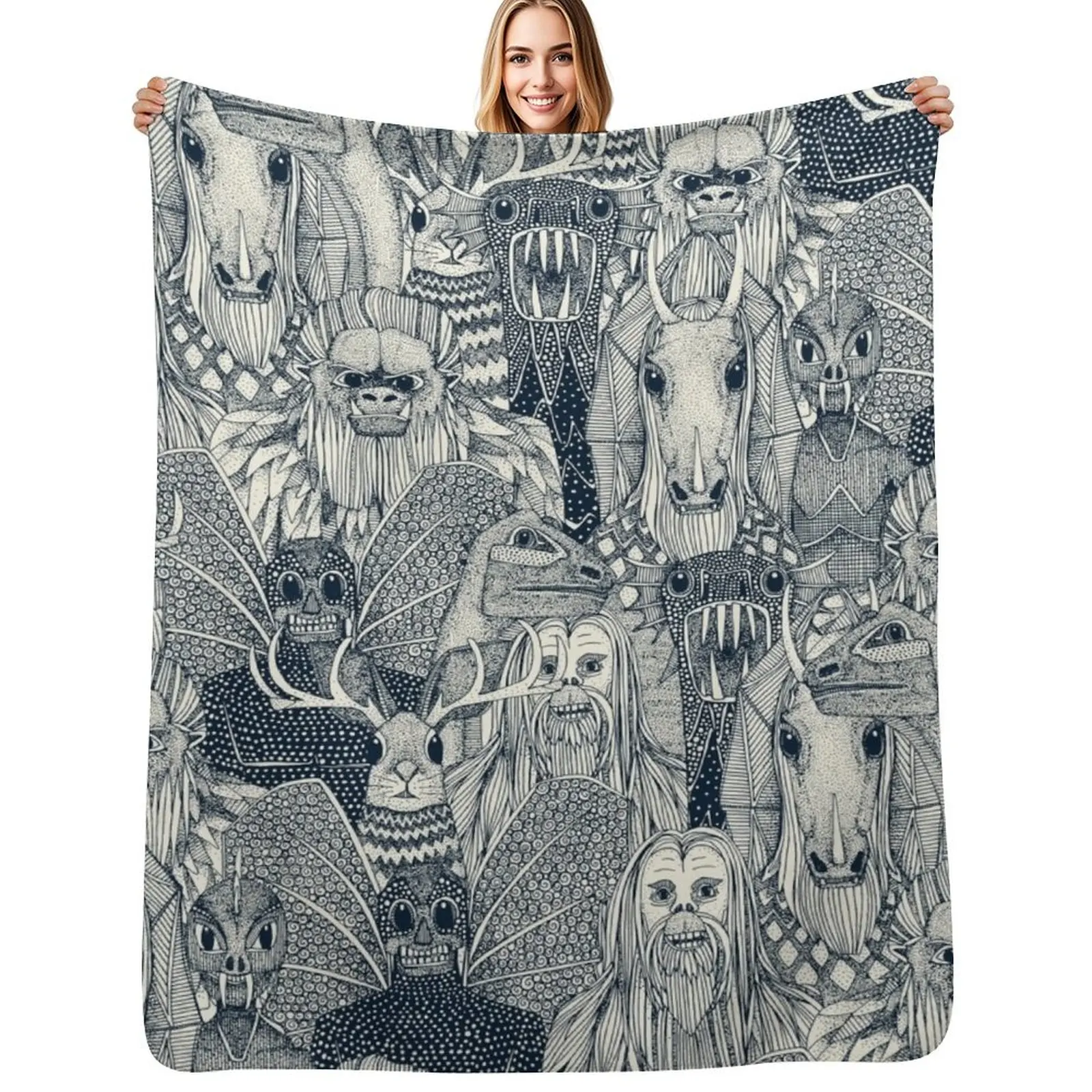 

cryptid crowd indigo pearl Throw Blanket decorative Plaid on the sofa Decorative Throw Blankets For Bed Blankets