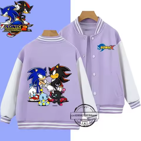 Baseball uniform Fashion Boys Nintendo Series Sonic Cute Coat for girls 1-14 years old Cartoon Print Spring and Autumn jacket