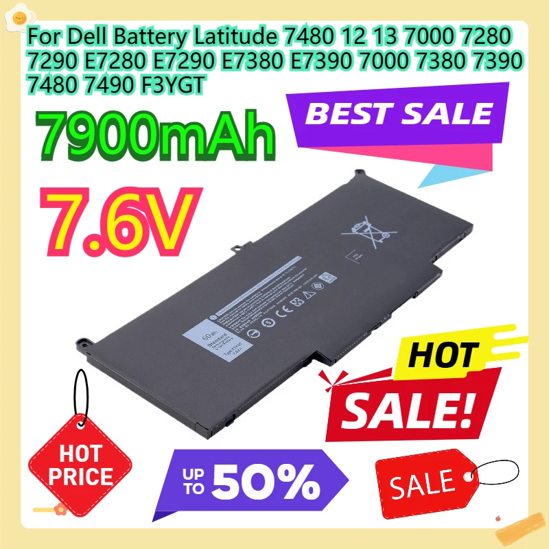 For Dell Battery Latitude 7480 12 13 7000 7280 7290 E7280 E7290 E7380 E7390 7000 7380 7390 7480 7490 F3YGT