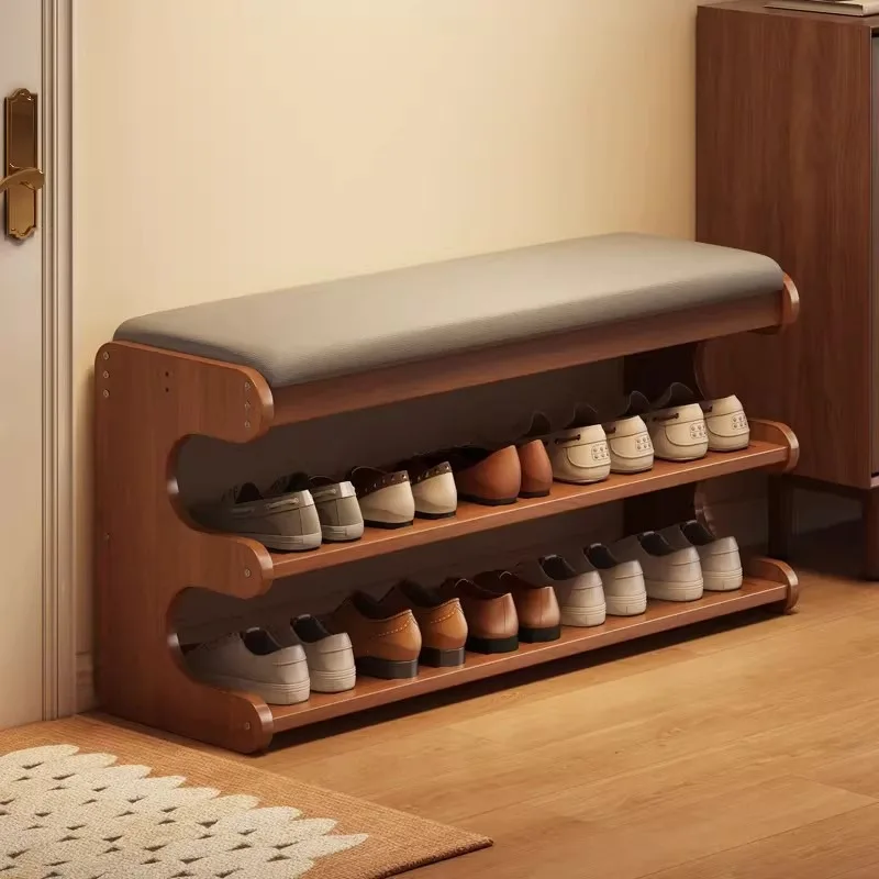 

Upholstered Entryway Bench with Shoe Storage - Multifunctional Padded Seat & Cabinet for Hallway, Space-Saving for Small Spaces
