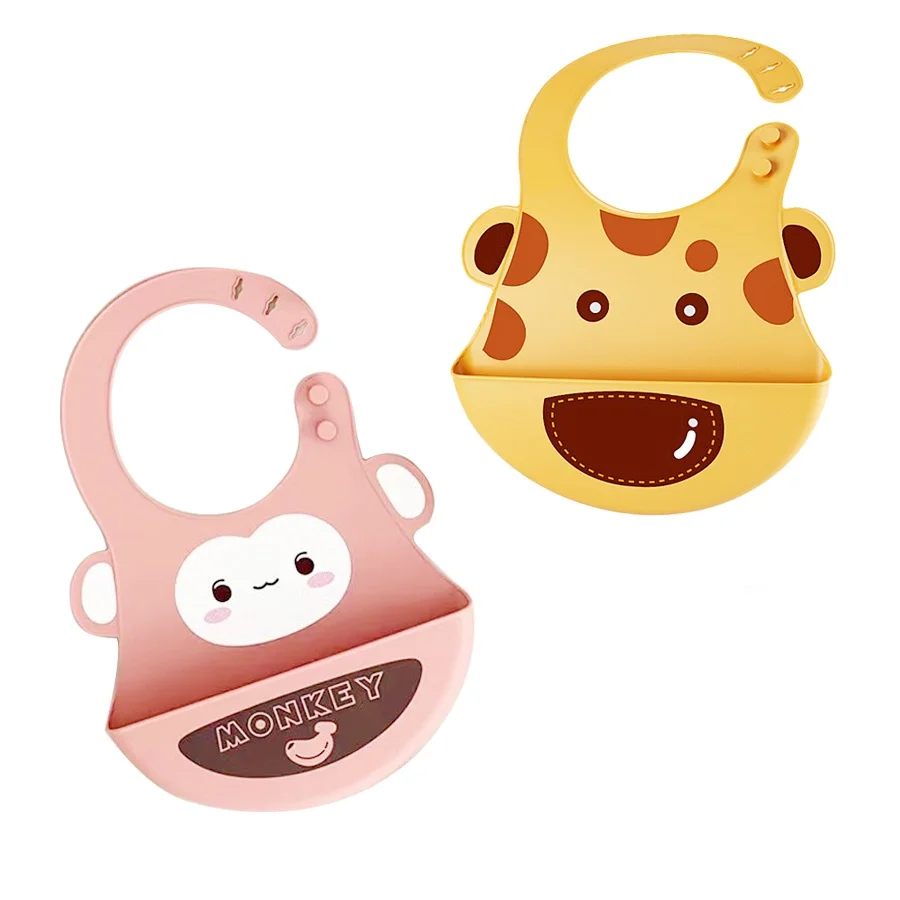 Baby three-dimensional bib  baby elephant  giraffe   monkey silicone bib  waterproof