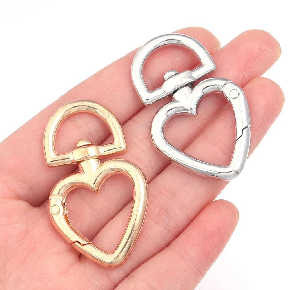 

5Pcs/lot Peach Heart Shape Metal Lobster Clasp Hooks Key Ring Connectors Bag Buckle For DIY Keychain Making Supplies Accessories