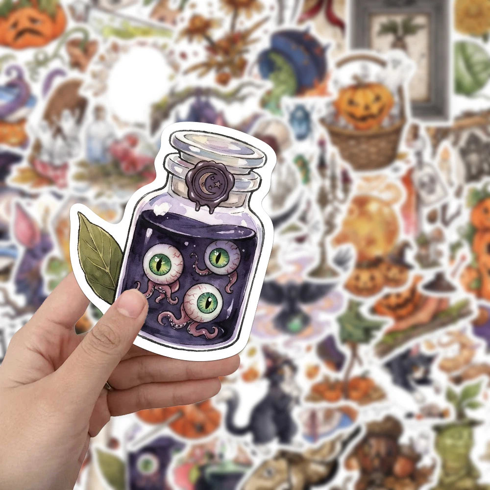 50PCS Creative Halloween Little Witch Decals - Exquisite DIY Phone Case, Cup, Notebook Personalized Decor Stickers
