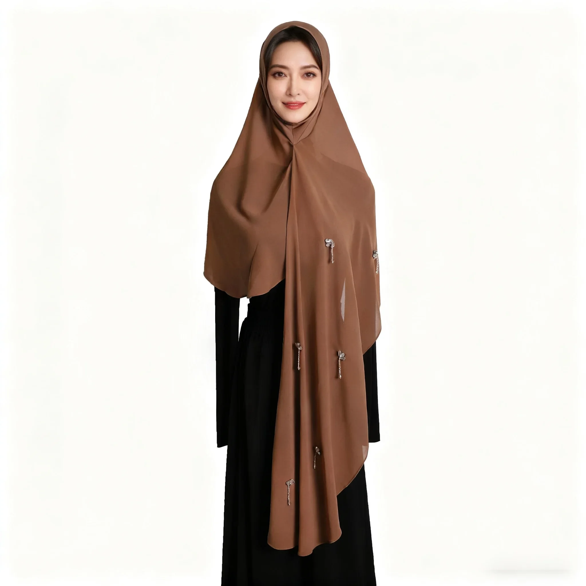 

New Diamonds Tassel Instant Scarf Chiffon Hijab Women Muslim Headscarf Pull On Head Wrap Shawl Turban Amira Niqab Turbante Mujer