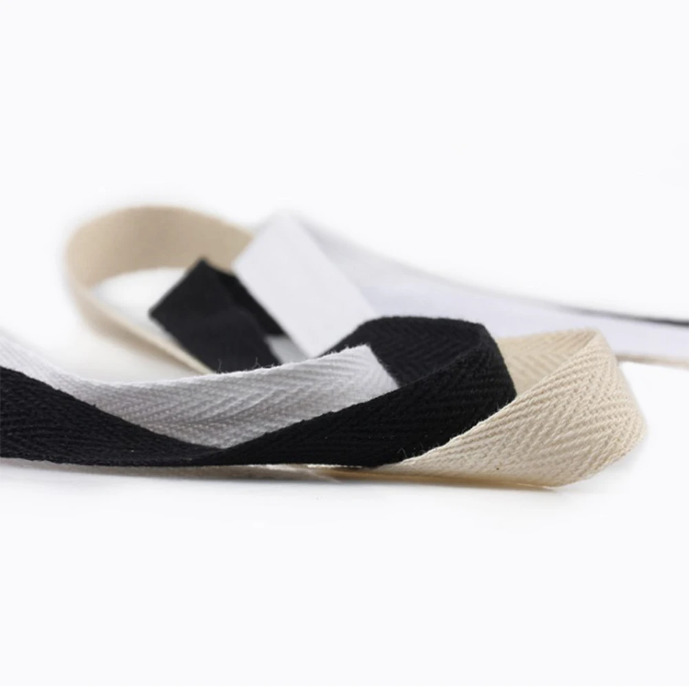 

50M Cotton Ribbon Soft Durable Herringbone Pattern Gift Packing DIY Craft Project Accessory Pure Webbing Twill