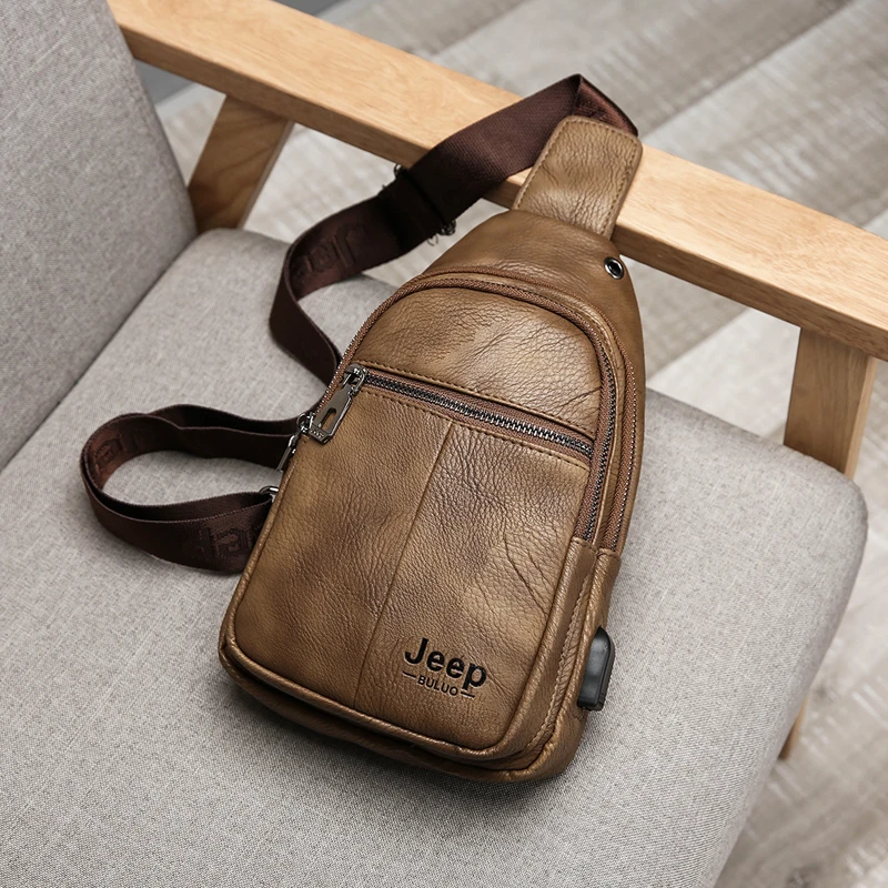 Luxusmarke Känguruleder Herren Brusttasche Reise Wandern Umhängetasche Herren Messenger Bag Leder Brusttasche Sling Bag – Detail 6
