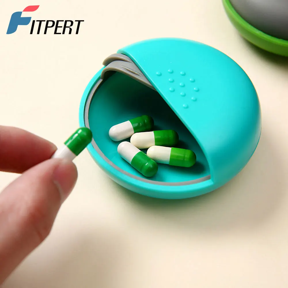 1 Pc Travel Pill Organizer Cute Round Pills Box for Purse Compact Medicine Container for Pills, Fish Oil, Vitamins & Supplements
