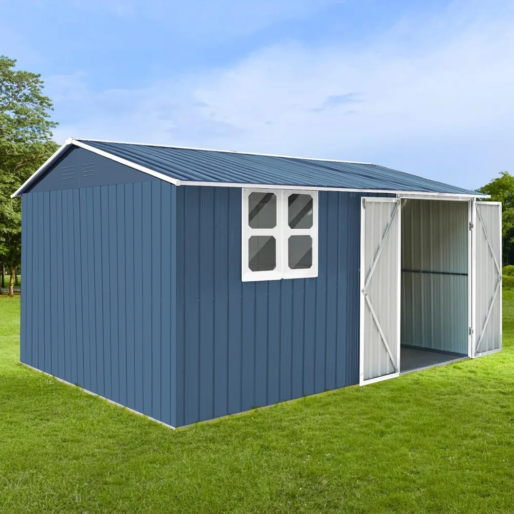 

12FT x 10FT Outdoor Storage Shed with Window, Extra Large Sheds, Steel Utility Tool Shed Storage House with Door & Lock