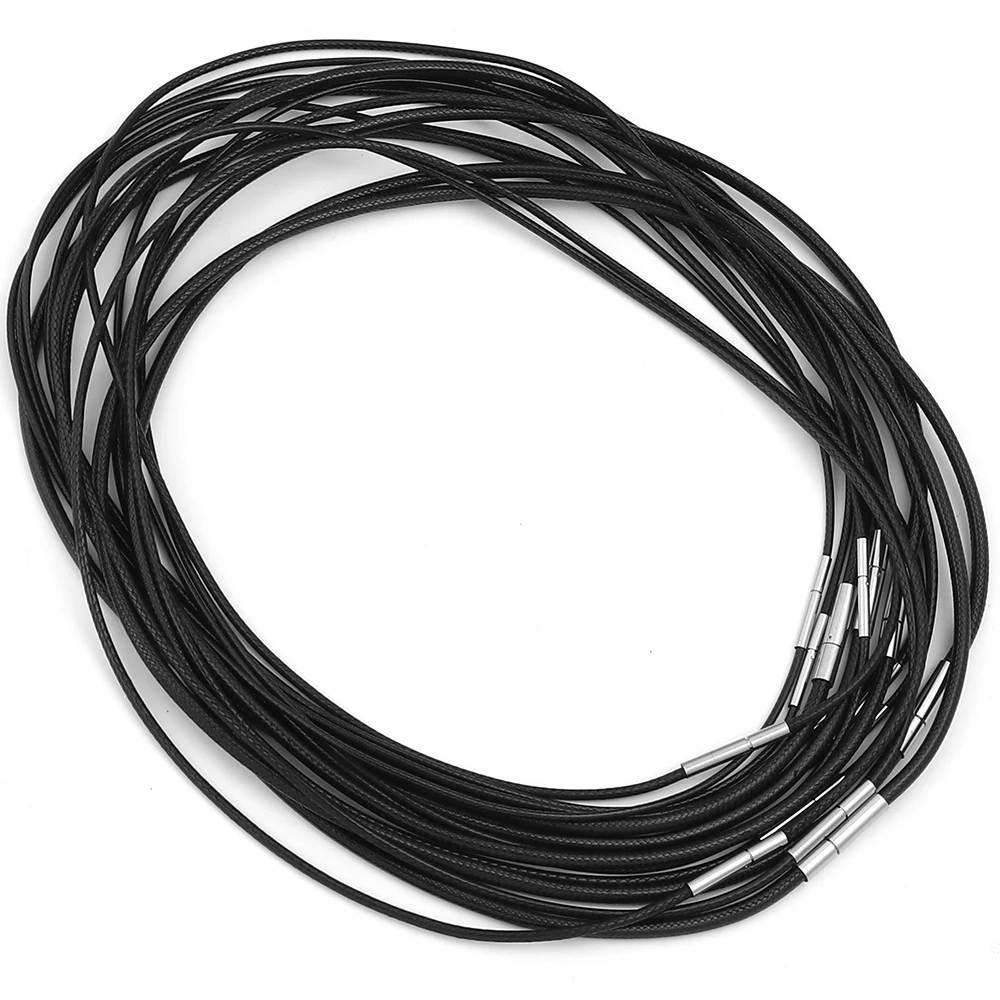 1 Strang Edelstahl-Reiskettenverschluss Wachsschnur Schwarzes Seil Halskette mit Verschluss für DIY Anhänger Schmuckherstellung Zubehör – Detail 9