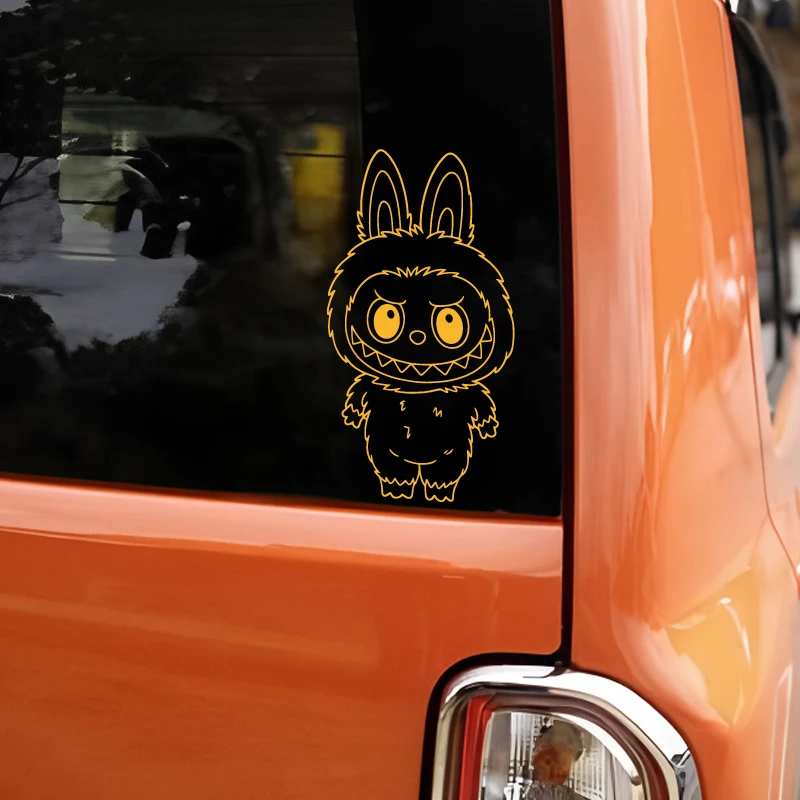 ملصق سيارة "Cool Bunny - Eared Monster: أضف فيبي غير تقليدي إلى رحلتك! فينيل عالي الجودة، سهل الاستخدام على نظام التشغيل Windows/Body Cool