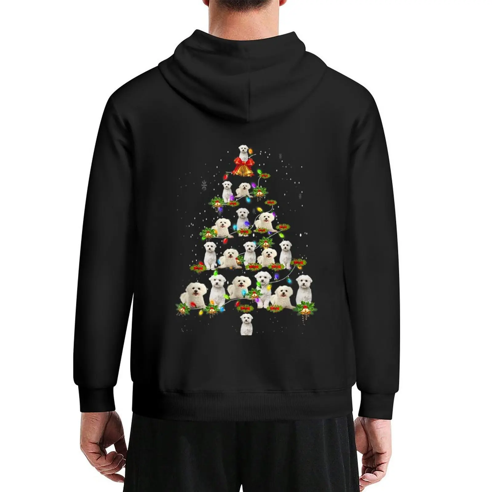

Cute Bichon Frise Dog Christmas Tree Decor Xmas Tree Hoodie anime clothing men clothing korean style clothes autumn hoodie