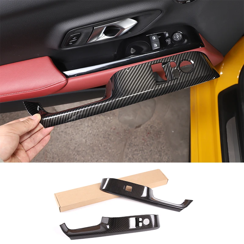 

For Toyota Supra GR MK5 A90 2019-2022 ABS Carbon Fiber Car Accessories Window Glass Lift Switch Button Trim Frame Panel Cover