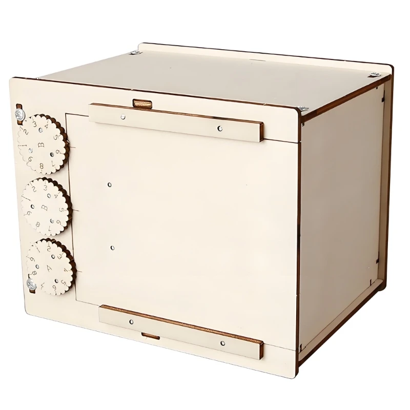 Wooden Combination Lock Project Box DIY Craft Set with 3 Code and Front Opening Panel, Hands-On Classroom Activity H8WD