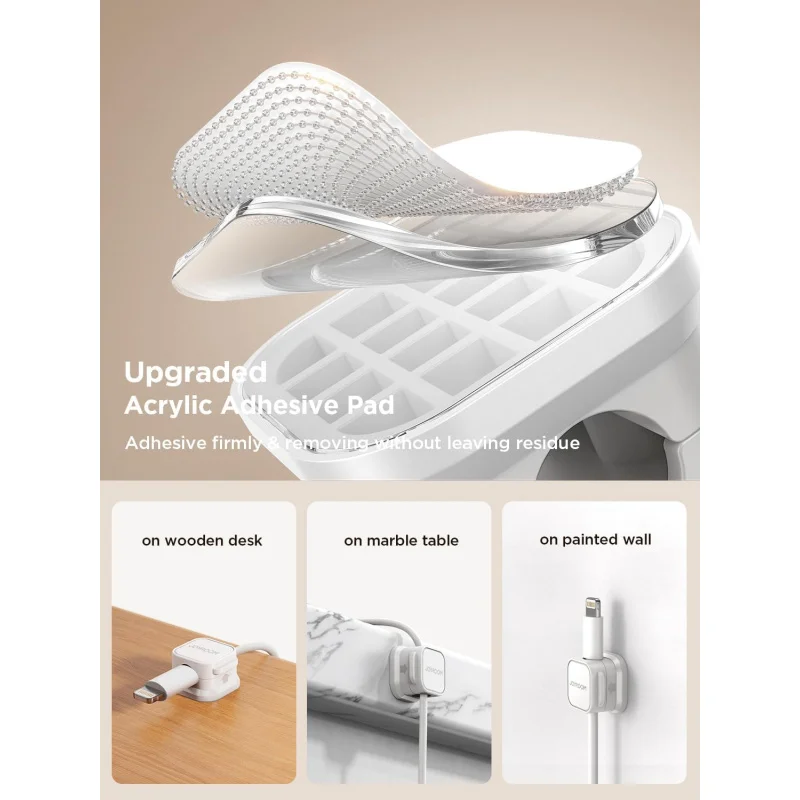 6 Magnetic Clips [Smooth Adjustable] Cord Holder, Under Desk Management, Adhesive Wire Holder Keeper Orga