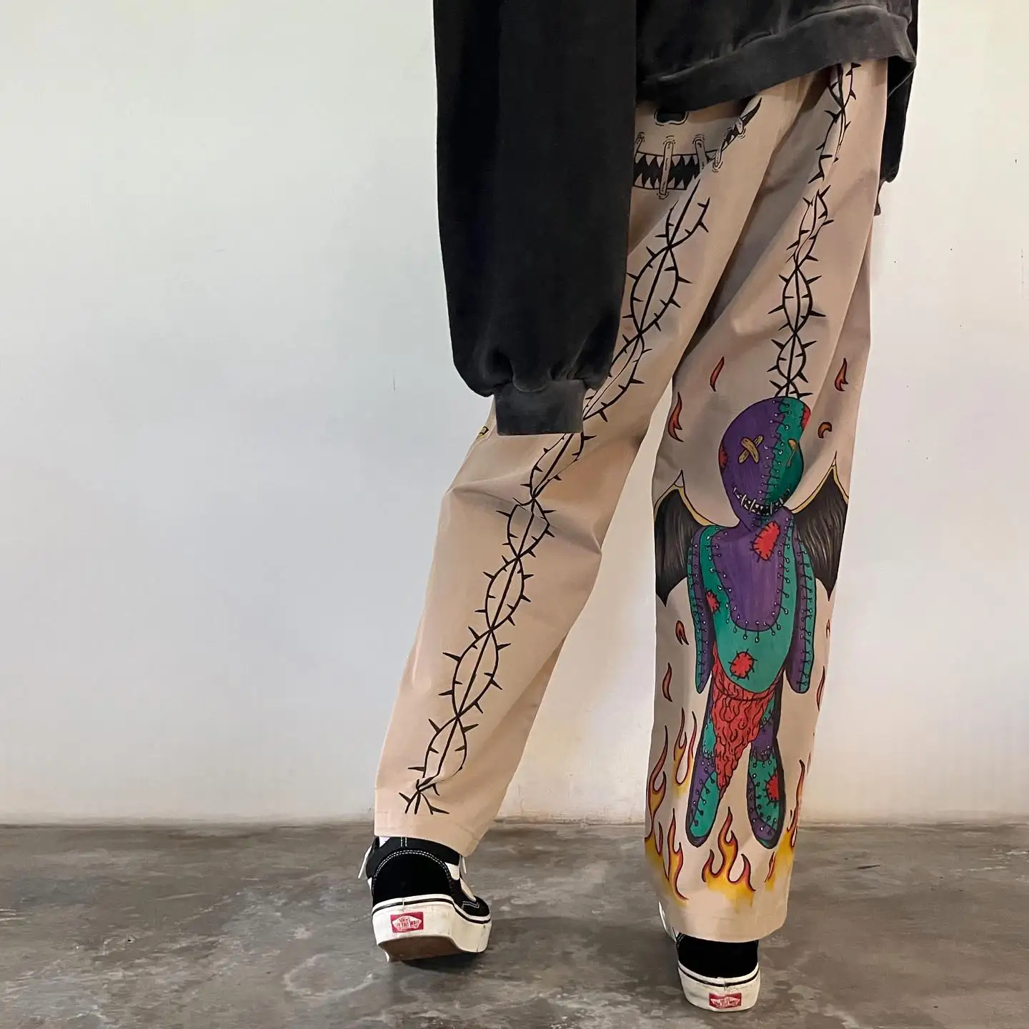 Pantalones vaqueros holgados con estampado de grafiti para hombre y mujer, Jeans góticos de cintura alta, pierna ancha, Hip Hop, Harajuku, Y2k