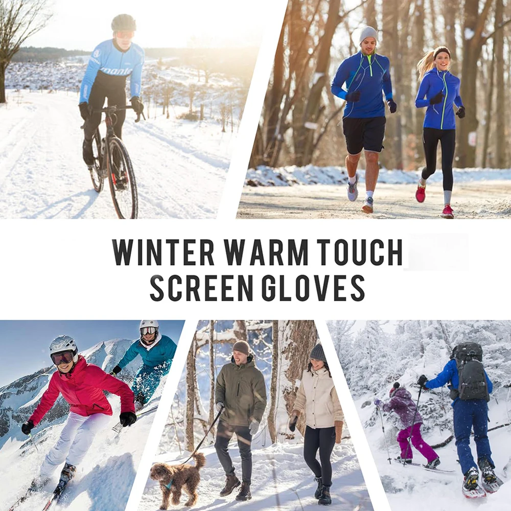 Winter Gloves Men Women Fleece lined Knit Gloves with Touchscreen Fingers Insulated Gloves Keep Hand Warm cold weather