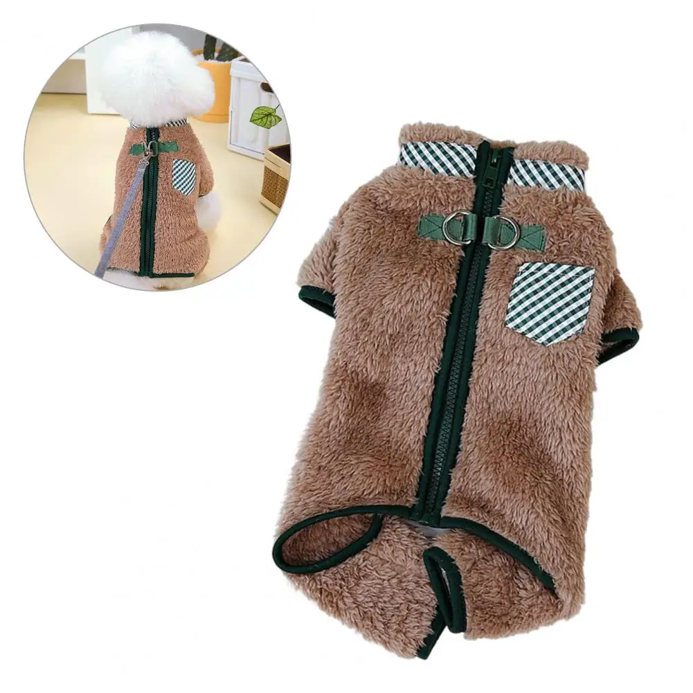 Plaid Pet Clothes Pet Romper Cozy Pet Winter Jumpsuit Easy-to-wear Dog/cat Apparel with Zipper Design Pet Supplies for Weather