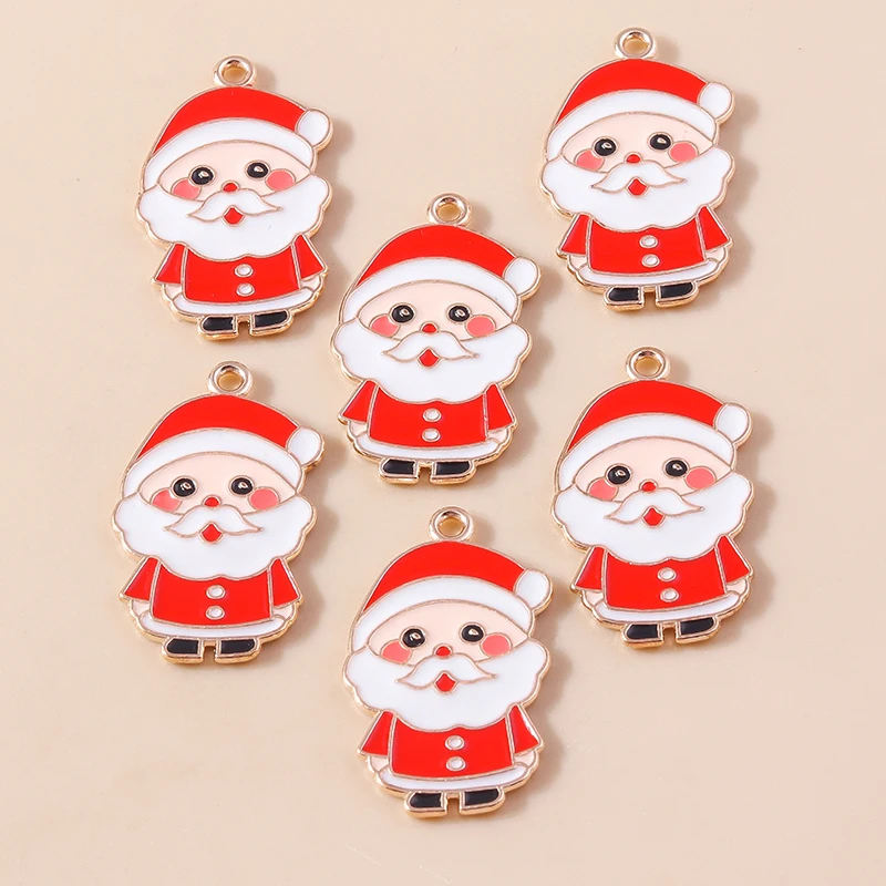 20 Stück 17x29mm Cartoon Emaille Weihnachtsmann Anhänger für Schmuckherstellung, Ohrhänger, Halsketten, DIY Bastelbedarf – Detail 4