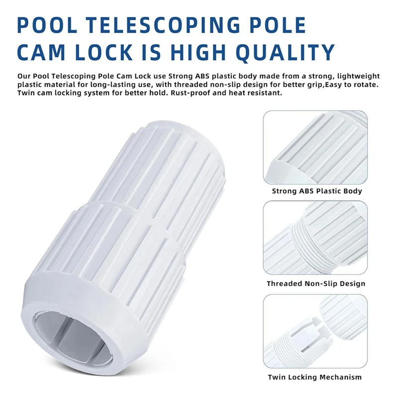 Piscina Telescoping Pole Cam Lock, Substituição para EZ, Pólos de piscina telescópica, Twist Lock, 2 Pcs