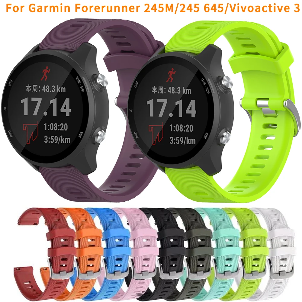 

Watch Strap For Garmin Forerunner 245M/245 645 Silicone Watch Band Sports Strap For Garmin Vivoactive 3 Watchband Accessories