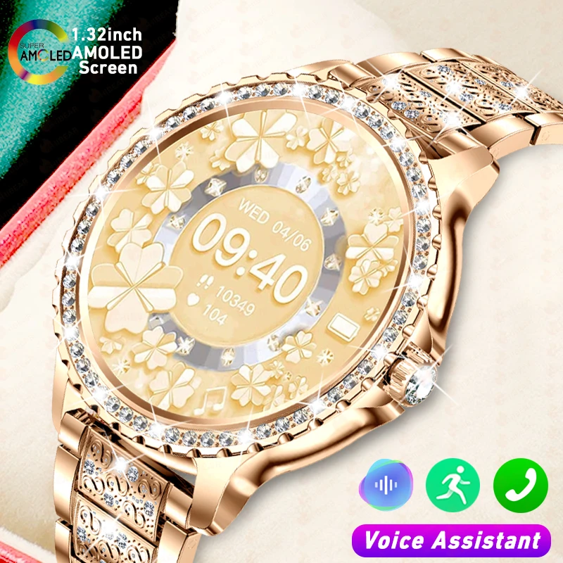 2025New Fashion Women Smart Watch 360*360 HD Screen Sports Bracelet Custom Dial Heart Rate Voice Call Smartwatch For Android IOS
