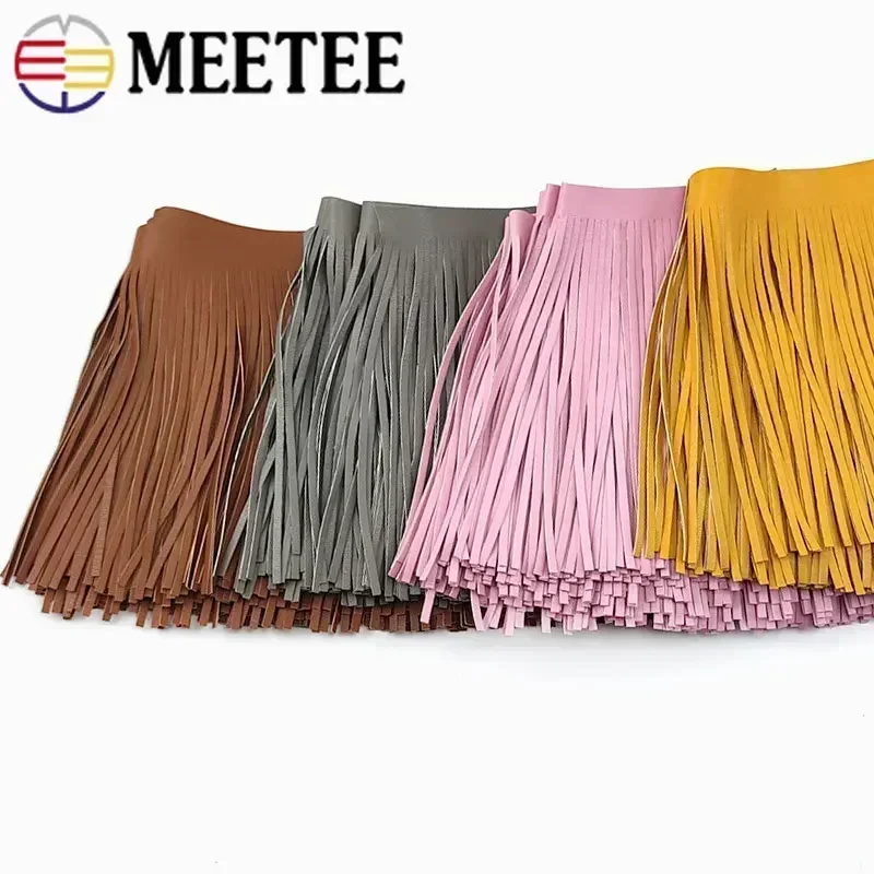 2Meters 10-30cm PU Leather Tassel Fringe Trim Faux Suede Ribbon Soft Long Fringes Clothes Bags Lace Decor Sewing Accessories