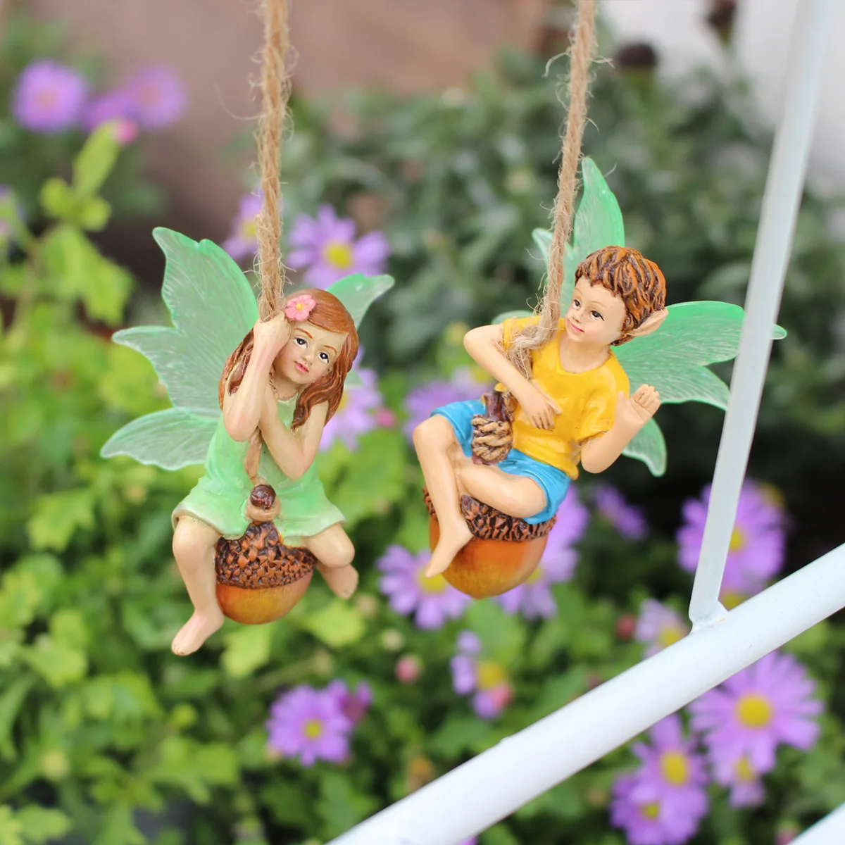 

Glowing Pinecone Fairy Set - Resin Garden Hanging Decor, Magical for Balcony & Yard