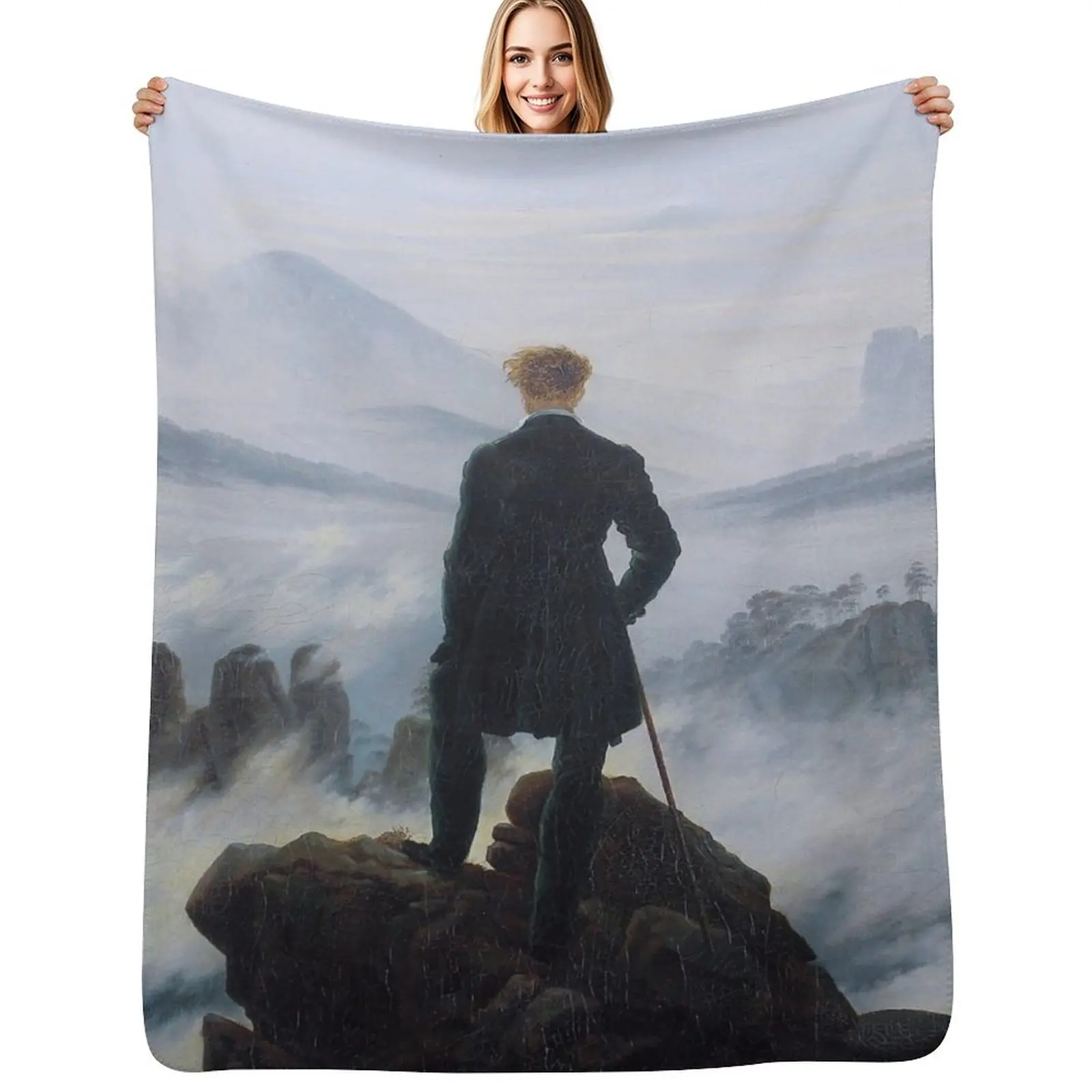 

Wanderer Above the Sea of Fog - Caspar David Friedrich - 1818 Throw Blanket cosplay anime Softest Soft Plaid Thin Blankets