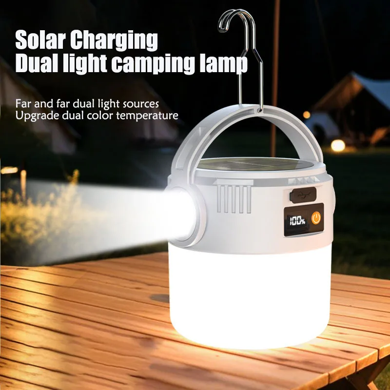 

Супер яркая светодиодная лампа для кемпинга, солнечная USB аккумуляторная уличная палатка для барбекю, подвесное аварийное освещение