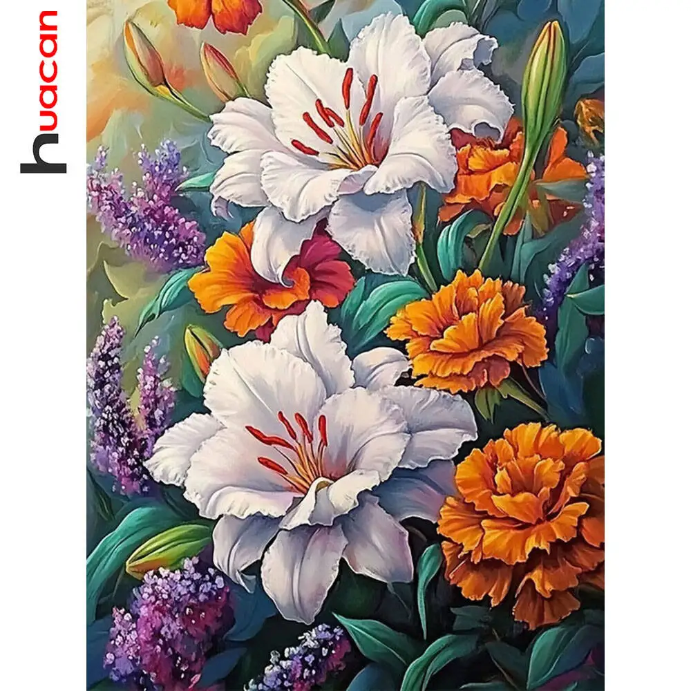 Huacan Home Decor Flowers Diamond Painting Complete Kit New Arrivals 2025 Diamond Mosaic Rhinestone Pictures