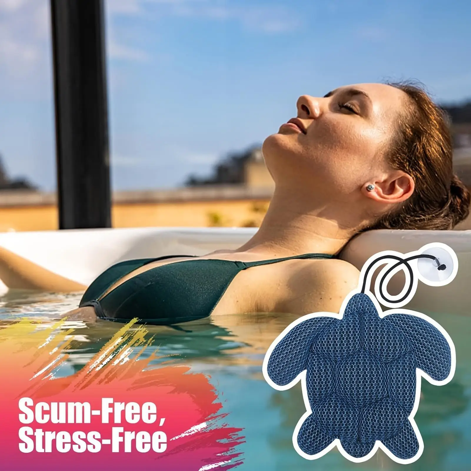 A Hot Tub Scum Absorber Reusable Spa Oil Absorbing Sponge Floating Turtle Scum Skimmer Remover Foam Filter Bathtub Water Cleaner