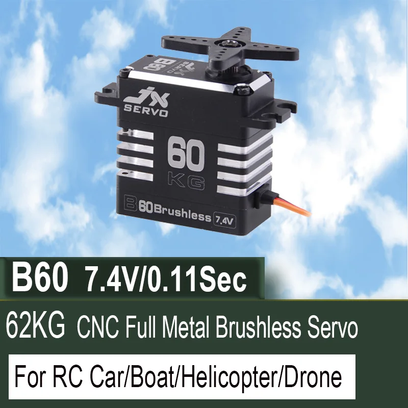 JX Servo B60 8.4V 62kg High Torque Full Metal Shell Gear High Pressure Brushless Servo For RC Car Truck Robot Airplane Drone