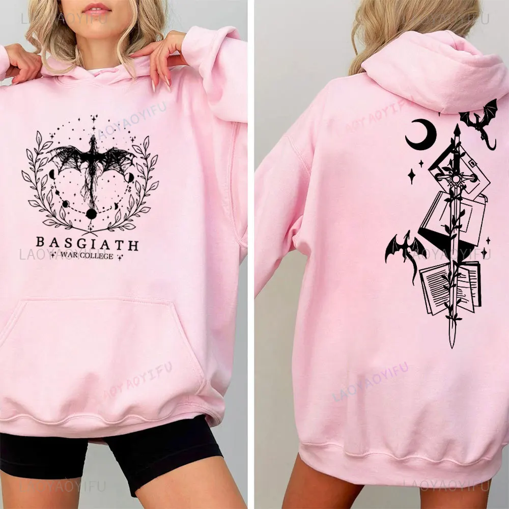 2024 Vintage Fourth Wing Hoodie Dragon Rider Print Basgiath War College Sweatshirt Women Fantasy Bookish Sweatshirts