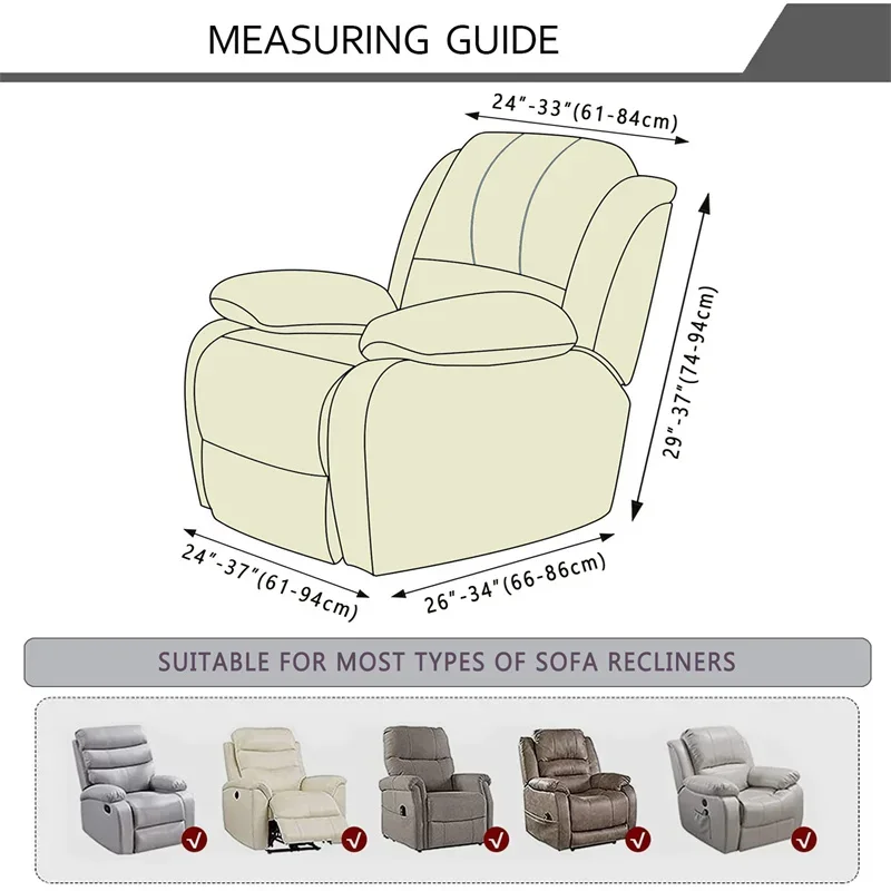 Plaid Jacquard Recliner Chair Cover Stretch Single Sofa Cover Thicken Armchair Slipcovers Relax Lazy Boy Chair Covers 4Pcs Split