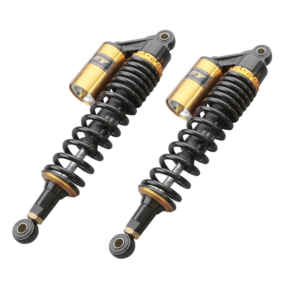 1Pair 375mm Gold Motorcycle Rear Air Suspension Shocks Absorber for Scooter Gokart Moped Quad ATV Dirt Street Bikes 150cc-750cc