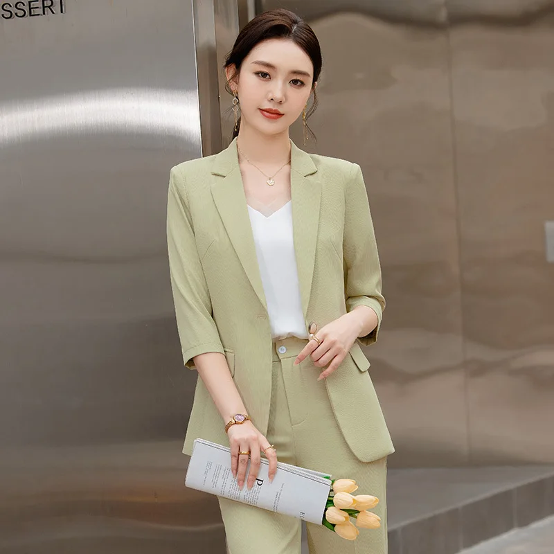 

Formal Uniform Designs Pantsuits Blazers Femininos Spring Summer Professional Business Work Wear Ladies Outfits Trousers Set