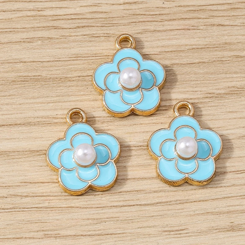 10 Stück Modische Bunte Emaille-Blumenanhänger für Schmuckherstellung, Ohrhänger, Halsketten, Armbänder, DIY-Bastelzubehör – Detail 5