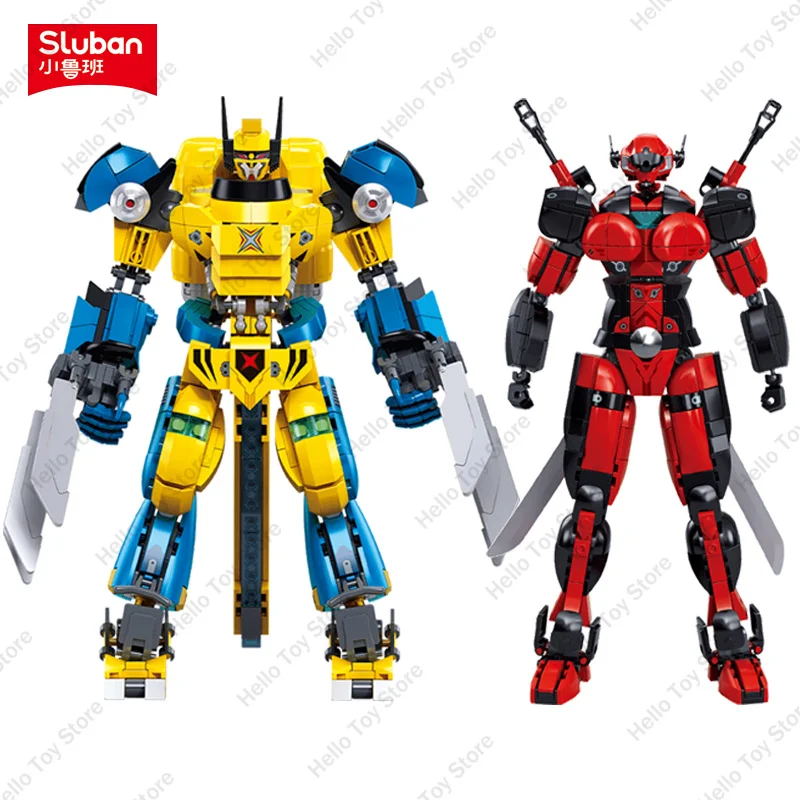 New Sluban Mecha Model Classic Super Heroes Battle Robot Building Blocks Action Figures Bricks Toys For Kids Children Gifts Sets